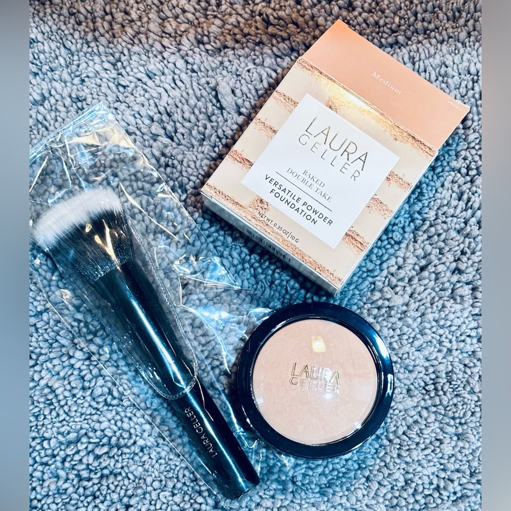 LAURA GELLAR Color Correcting Foundation in MEDIUM w/ Brush 💋✨